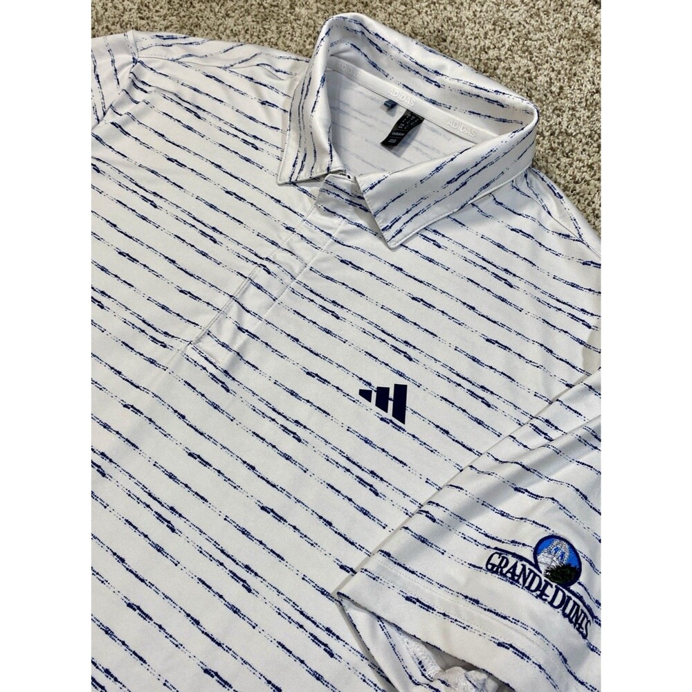 Adidas Polo Shirt Mens M White Quarter Zip Golf Performance Grande Dunes GC
